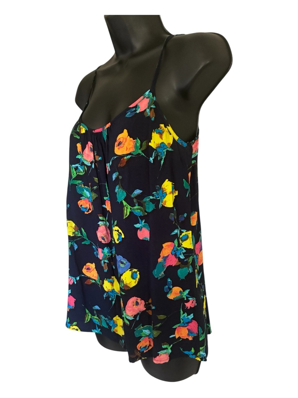 Navy Coquette Indie Sleaze Fairycore Floral Spaghetti Strap Cami Tank Top Sz S - Picture 4 of 7